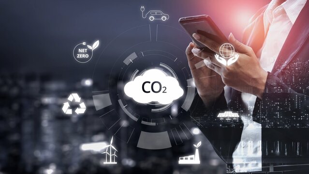 Net zero goals and CO2 reduction strategy driving sustainability, green energy integration, net zero emissions policies, and climate-friendly sustainability solutions for business and society. Muxer