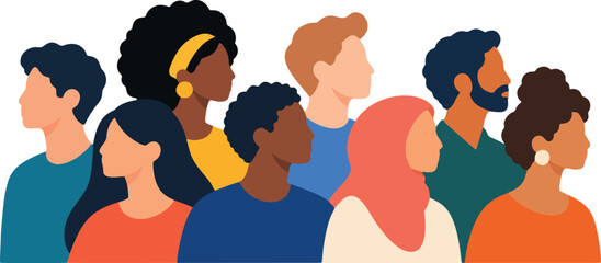 Diverse Group of People in Side Profile with Multicultural Representation © VICI