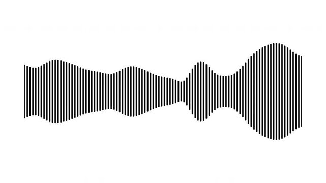Individual sound wave patterns on a white background; black line sound wave visualization; sound recording; transparent background sound wave visualization; sound wave animation on a white background.