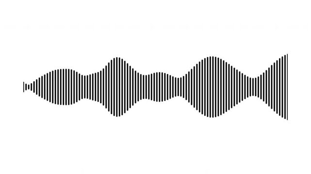 Individual sound wave patterns on a white background; black line sound wave visualization; sound recording; transparent background sound wave visualization; sound wave animation on a white background.