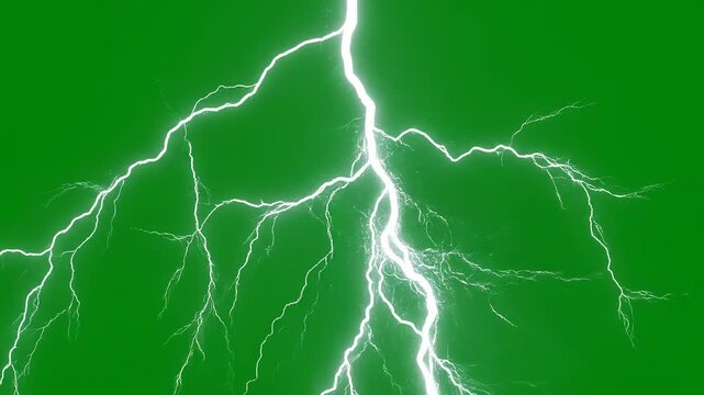 Dynamic lightning strikes against a vibrant green background with cinematic motion for visual effects