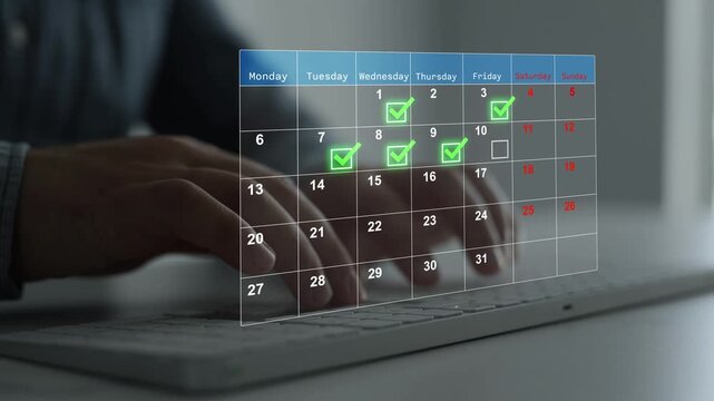 Digital task management with checkmark, workflow optimization and project planning. Corporate productivity, document review and business process automation concept.	
