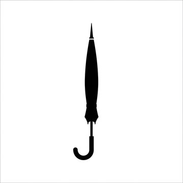 Black umbrella silhouette on a white background simple design for weather and rain concepts