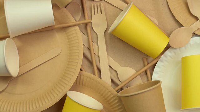 Paper waste.  Disposable paper cups, plates and disposanble cutlery 