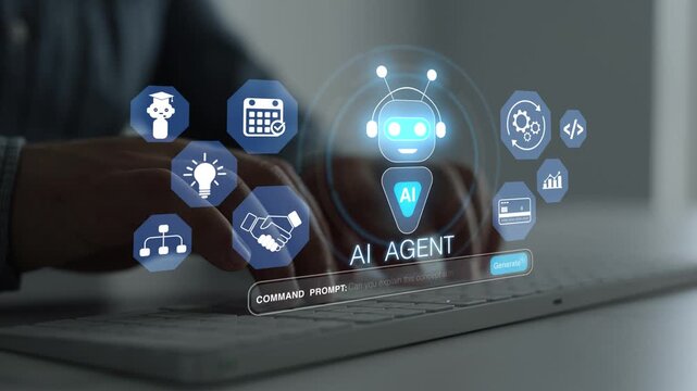 AI business automation concept with intelligent workflow management, data analysis, project planning, task tracking and digital process optimization.