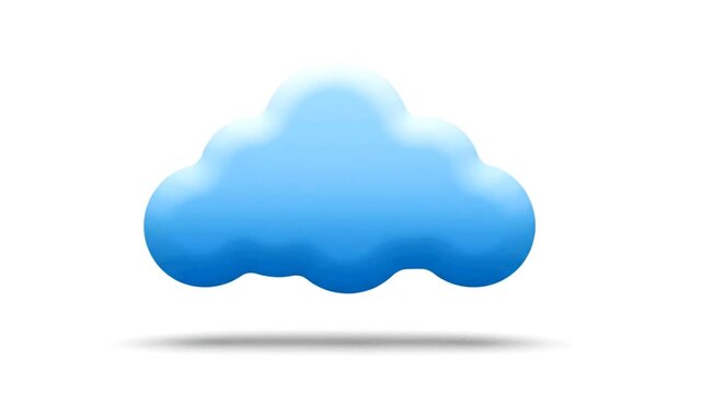 A 3D glossy blue cloud icon with a soft drop shadow, isolated on a clean white background for modern design concepts
