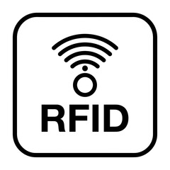 Rfid symbol inside a square frame on a white background wireless technology identification icon