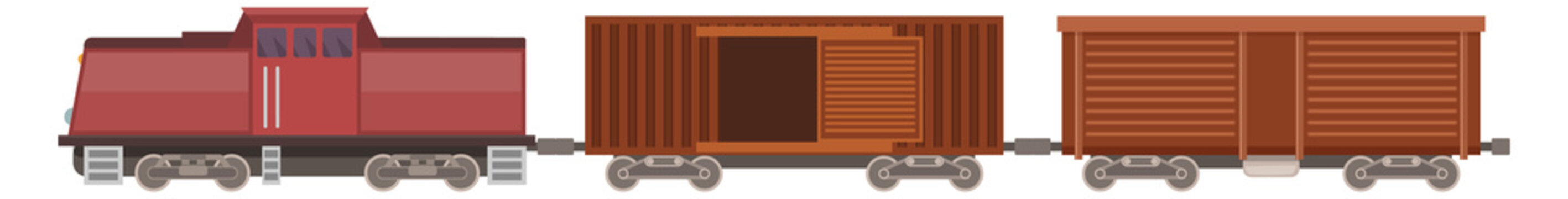 Train and railroad wagons. Color railway transport icon