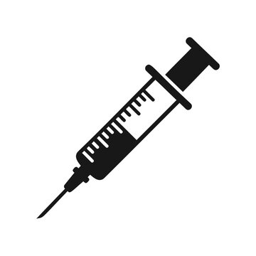 Medical syringe with needle for injection and vaccine concept