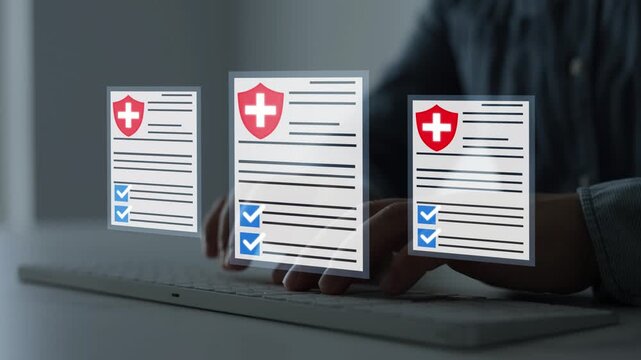 Medical history check database with patient records and digital healthcare documents, secure medical data management system for hospital information, clinical archive and electronic patient history.	
