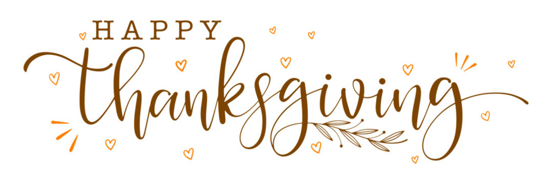 happy thanksgiving lettering calligraphy text brush vector Eps