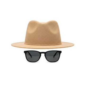 Straw fedora hat with classic aviator sunglasses