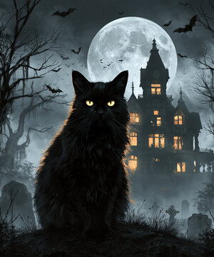 cat on the roof of the house