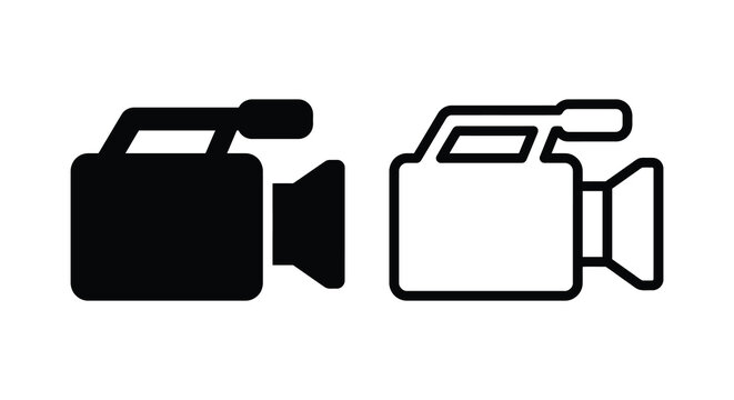 Two video camera silhouettes against a white background