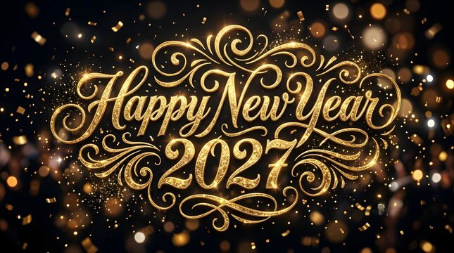 A radiant and festive happy new year 2027 greeting filled with golden elegance and sparkling celebratory wishes for all