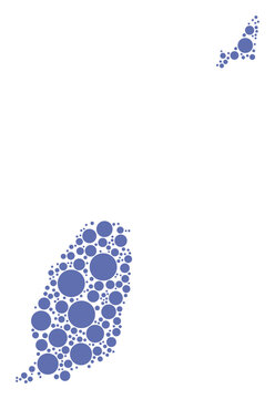 Grenada vector map with packed blue circles