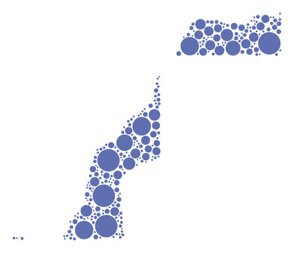 Western Sahara vector map with packed blue circles