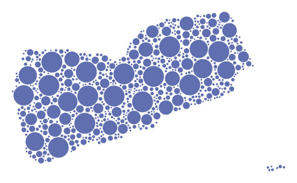 Yemen vector map with packed blue circles