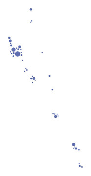Vanuatu vector map with packed blue circles