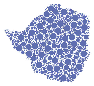 Zimbabwe vector map with packed blue circles