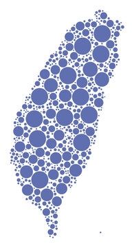 Taiwan vector map with packed blue circles