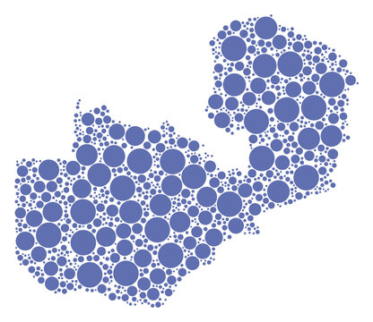 Zambia vector map with packed blue circles