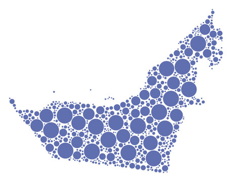 United Arab Emirates vector map with packed blue circles