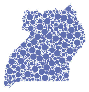 Uganda vector map with packed blue circles