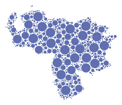 Venezuela vector map with packed blue circles