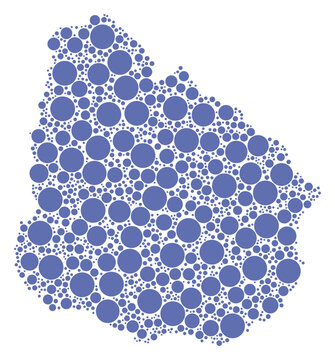 Uruguay vector map with packed blue circles