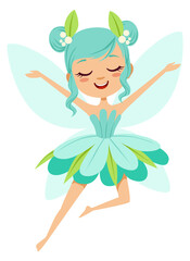 Obraz premium Magic girl character. Winged flower cartoon fairy
