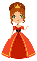 Obraz premium Fantasy princess character. Queen girl in golden crown