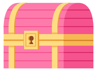 Obraz premium Pink wooden chest color icon. Fairytale treasure
