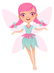 Obraz premium Flying fairy. Cartoon fantasy character. Fairytale girl