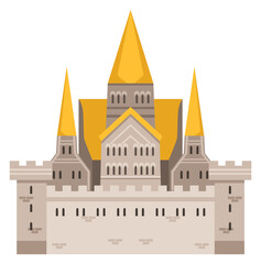 Obraz premium Medieval castle. Cartoon fairytale kingdom architecture