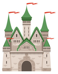 Obraz premium Medieval kingdom architecture. Royal castle cartoon towers