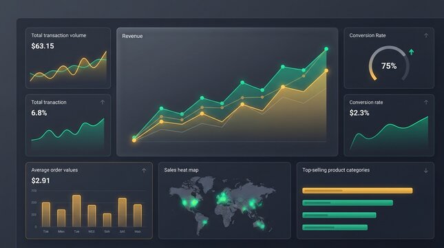 E-commerce sales analytics dashboard with data visualization charts