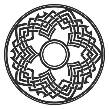 Round ornate monogram. Black line pattern logo