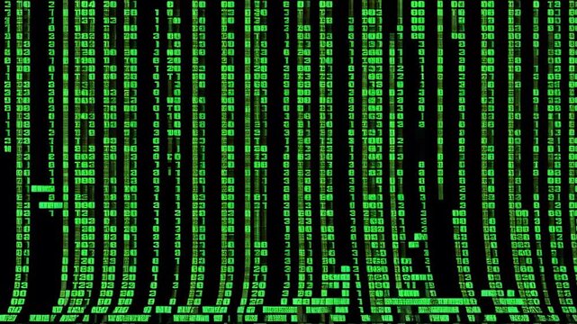 Green Matrix Data Stream with Glitch Effects