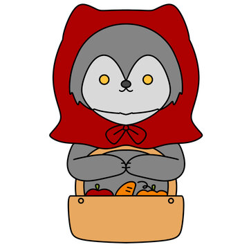 Cute fox in red hooded cloak