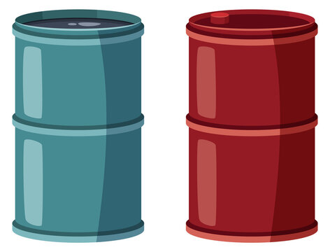 Metal barrels cartoon icon. Chemical fuel containers