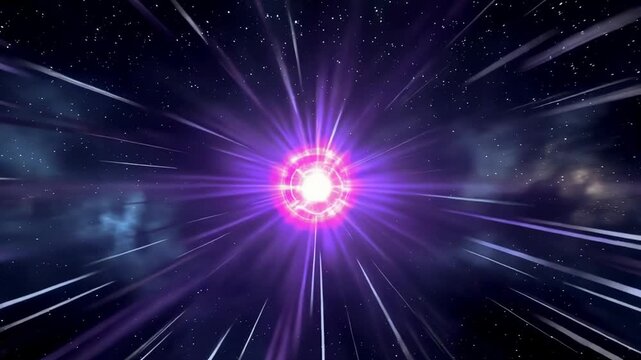 Violet Glow Radial Burst in Space with Energetic Light