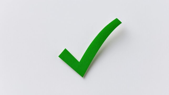 Green checkmark symbol on plain white background