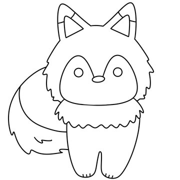 Cute fox drawing in simple black outline style