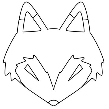 Simple line drawing of a fox's face