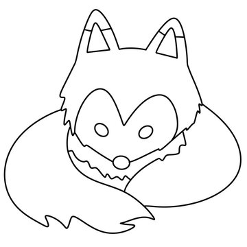 Simple line drawing of a fox face