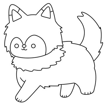 Cute cartoon fox stands on two legs