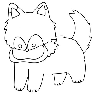 Cartoon fox with fluffy tail and wide smile