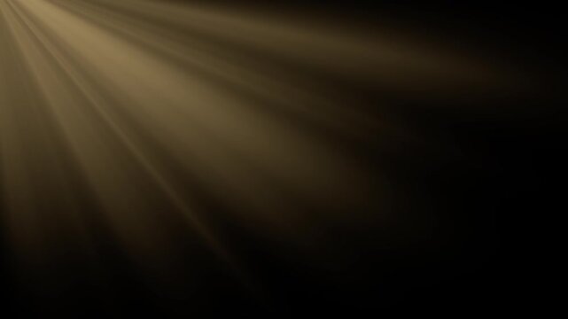 Warm light pattern spreads across black background, forming soft diagonal beams that fade into darkness. Light pattern creates calm, elegant contrast with gentle motion and cinematic feel.