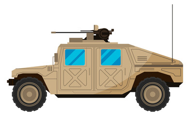 Obraz premium Army transport vehicle side view. Military machinery